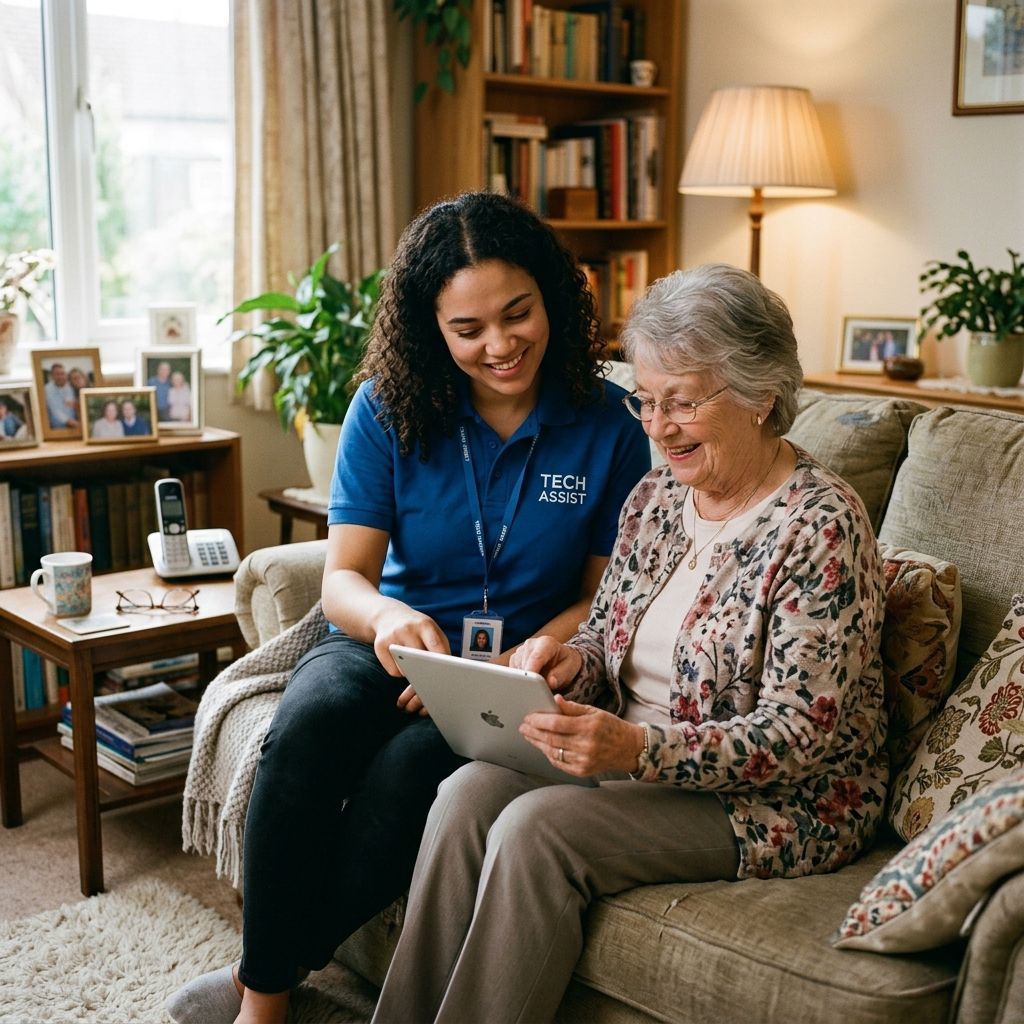 Fabtech technician providing ongoing monthly tech support to a senior in Atlanta, GA